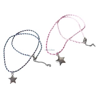 Ch*【พร้อมส่ง】สร้อยคอโชคเกอร์ เชือกถัก จี้รูปดาว Y2K หลากสี สําหรับผู้หญิง