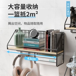 มีสินค้า#免打孔墙上置物架卧室卫生间多层墙壁收纳架宿舍挂篮上铺床头收纳1/29xx