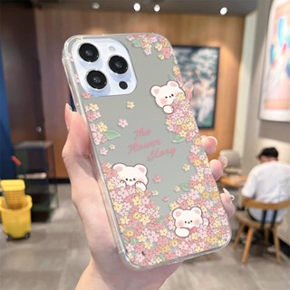 เคสกระจก ลายดอกไม้น่ารัก สําหรับ OPPO A3s A5 A9 A53 A33 A15 A15s A52 A92 A54 A16 A31 A78 A76 A83 A77 A98 A91 Reno 2 3 4 5 6 7 8 Z F T Pro F9 F11 เคสใส | J039