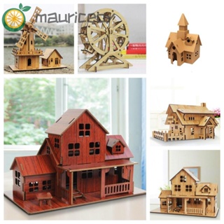 Mauriceoya จิ๊กซอว์ไม้ รูปบ้านชิงช้าสวรรค์ 3D แฮนด์เมด DIY ของเล่นเสริมการเรียนรู้ สําหรับเด็กอนุบาล