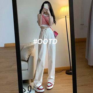 OOTD SHOP กางเกงขายาว กางเกงยีนส์ผู้หญิง ผู้หญิงแฟชั่นเกาหลี A97L02R