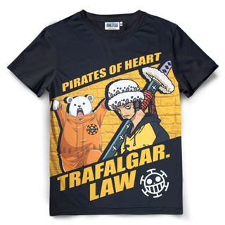 เสื้อยืดวันพีช ผ้าสปอร์ต One piece-782 LAW สีดำ