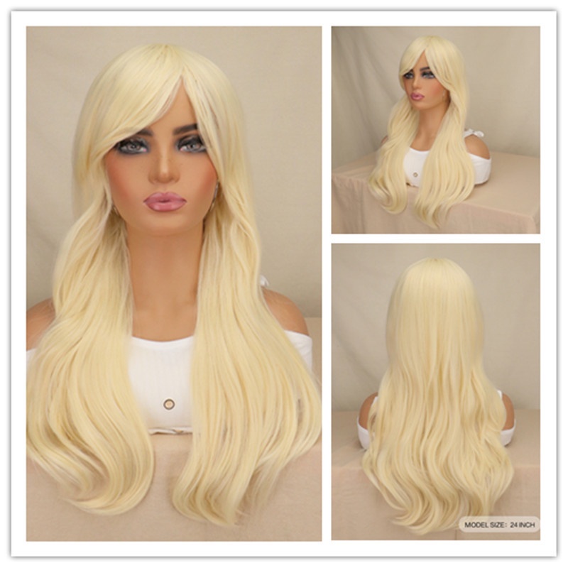 วิกผมคอสเพลย์ 2023 Movie Barbie Cosplay Costume Wig รูปตุ๊กตาบาร์บี้ สีทองอ่อน สําหรับเด็กผู้หญิง เหมาะกับงานปาร์ตี้ฮาโลวีน