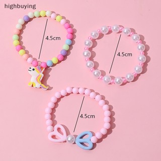 [highbuying] 3 ชิ้น เด็ก สร้อยข้อมือ ลูกปัด ที่มีสีสัน การ์ตูนยูนิคอร์น จี้ กําไลข้อมือ เครื่องประดับ อุปกรณ์เสริม สําหรับเด็กผู้หญิง เสน่ห์ ของขวัญ ใหม่ พร้อมส่ง