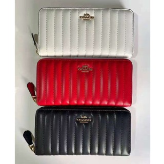 Accordion Zip Wallet 2855 กระเป๋าสตางค์ซิปหีบเพลงพร้อมควิลท์ แท้ COAC H กระเป๋าผู้หญิง กระเป๋าสตางค์ผู้หญิงใบยาว