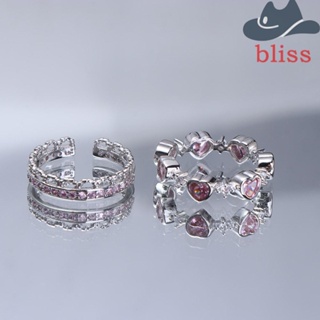 BLISS เครื่องประดับ แหวนแฟชั่น รูปหัวใจ สีชมพู เหมาะกับของขวัญ สําหรับผู้หญิง