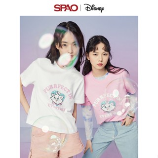 SPAO เสื้อยืดแขนสั้น พิมพ์ลายการ์ตูน Disney Mary Cat Co แฟชั่นฤดูร้อน สําหรับผู้หญิง SPRLD24D21