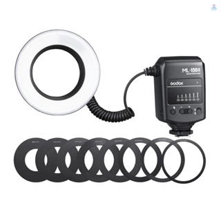 [พร้อมส่ง]Godox Ml-150ii แหวนไฟแฟลชมาโคร ปรับได้ 11 ระดับ GN12 รีไซเคิลเร็ว พร้อมแหวนอะแดปเตอร์ 8 ชิ้น แบบเปลี่ยน สําหรับกล้อง DSLR