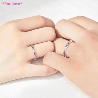 Purelove&gt; ชุดเครื่องประดับ แหวนนิ้วมือ ปรับได้ สีเงิน เหมาะกับของขวัญวันครบรอบ แฟชั่นเรียบง่าย สําหรับผู้หญิง และผู้ชาย