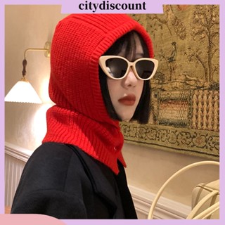 &lt;citydiscount&gt; ผ้าพันคอ หมวกบีนนี่ ผ้าถัก แบบหนานุ่ม สีพื้น ยืดหยุ่น ให้ความอบอุ่น เหมาะกับหน้าหนาว สําหรับผู้หญิง