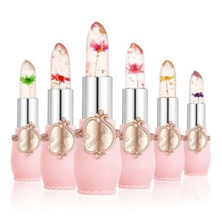 6Pcs Crystal Clear Flower Jelly Lipstick Set Color Changing Long Lasting Moisturizing Lipstick Kit