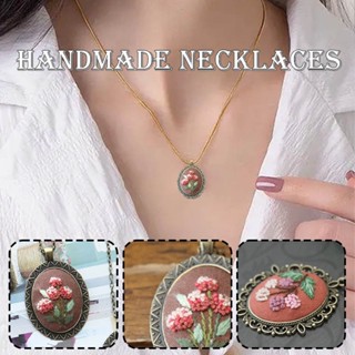 Embroidery Pendant Kit for Beginner Necklace Sweater Chain DIY Hand Sewing