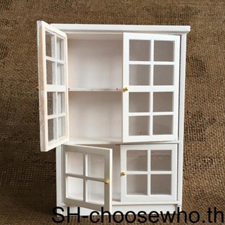 【Choo】Miniature Cupboard 1:12 Bookshelf Wood Cabinet Furniture Showcase Decoration Sideboard