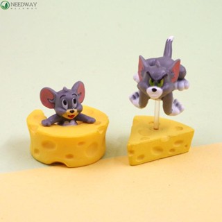 Needway ของเล่นฟิกเกอร์ Tom And Jerry Cheesecake Cat Kawaii Tom And Jerry Q Version PVC สําหรับเด็ก 4 ชิ้น ต่อชุด