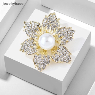 [jewelrybase] เข็มกลัด รูปดอกทานตะวัน ประดับมุก เพชร หกใบ เครื่องประดับแฟชั่น สําหรับผู้หญิง