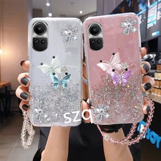 พร้อมส่ง เคสโทรศัพท์มือถือแบบนิ่ม TPU ลายผีเสื้อ ท้องฟ้ากลางคืน ระยิบระยับ แฟชั่นหรูหรา สําหรับ OPPO Reno10 Pro+ Reno 10 8T 8Z 8 Pro 4G 5G A98 A78 2023