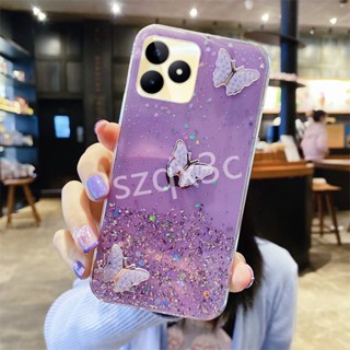 เคสโทรศัพท์มือถือ TPU นิ่ม แบบใส ปิดด้านหลัง ลายผีเสื้อ ฟอยล์สีเงิน วิบวับ สําหรับ Realme11 Pro+ 11 Realme 10 Pro Plus 5G C53 C55 NFC 4G Realme11Pro 2023