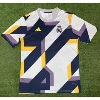 เสื้อกีฬาแขนสั้น ลายทีมฟุตบอล Real Madrid 2023-24 ชุดเหย้า ทรงหลวม