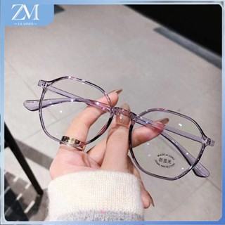 【ZM Glasses】แว่นตาสายตาสั้น ทรงกลม ป้องกันแสงสีฟ้า สไตล์เกาหลี แฟชั่นสําหรับผู้หญิง นักเรียน 090 -100 150 200 250 300 350 400