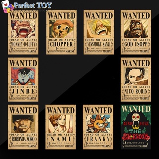 โปสเตอร์กระดาษคราฟท์ ลายอนิเมะ One Piece Luffy 1.5 Billion Bounty สไตล์วินเทจ สําหรับตกแต่งผนัง