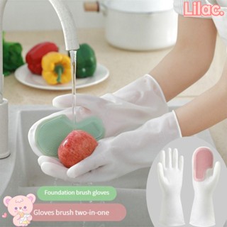 Lilac ถุงมือยาง อเนกประสงค์ ป้องกันน้ําร้อนลวก ทนทาน สําหรับล้างจาน 1 คู่