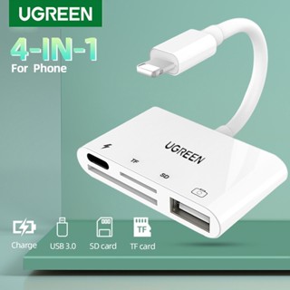 Ugreen อะแดปเตอร์การ์ดรีดเดอร์ SD TF OTG เป็น SD TF UBS 4 In 1 สําหรับ iPhone iPad