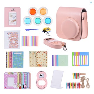 Andoer 14 in 1 อุปกรณ์เสริม สําหรับ Fujifilm Instax Mini 8 8+ 8s 9 พร้อมเคสกล้อง สายคล้อง สติกเกอร์ เลนส์เซลฟี่ ฟิลเตอร์ อัลบั้ม กรอบรูป 3 แบบ กรอบแขวนผนัง 10 ชิ้น ขอบ 40 ชิ้น