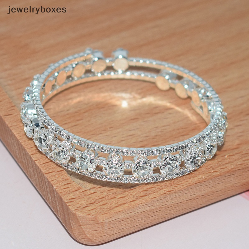 [jewelryboxes] สร้อยข้อมือ คริสตัล พลอยเทียม หลายชั้น แฟชั่น สําหรับผู้หญิง งานแต่งงาน กําไลข้อมือ เครื่องประดับเจ้าสาว