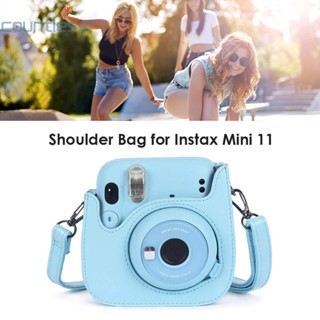 เคสกระเป๋าหนัง PU พร้อมสายคล้องไหล่ ปรับได้ สําหรับ Instax Mini 11 [countless.th]