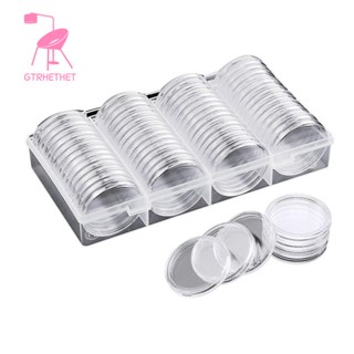 กล่องเก็บเหรียญ ทรงแคปซูล ขนาด 40 มม. พร้อมกล่องเก็บ จํานวน 60 ชิ้น