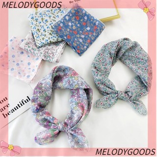 MELODG 58 * 58 ซม. ผู้หญิง ผ้าเช็ดคอ ย้อนยุค ยางรัดผม ผ้าฝ้าย ผ้าลินิน ผ้าพันคอผม