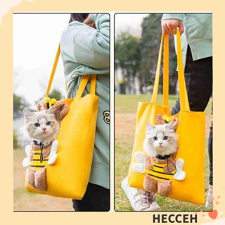 Hecceh กระเป๋าเป้สะพายหลัง ผ้าแคนวาส ทรงแมสเซนเจอร์ ลายผึ้ง สําหรับสัตว์เลี้ยง