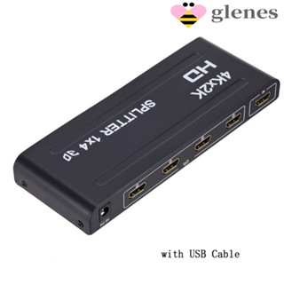 Glenes เครื่องขยายเสียงวิดีโอ HDMI 1x4 1080P ขนาดเล็ก เข้า 1 ออก 4 30Hz สําหรับเครื่องเล่น DLP Xbox DVD กล้องดิจิทัล หน้าจอแสดงผลพลาสม่า