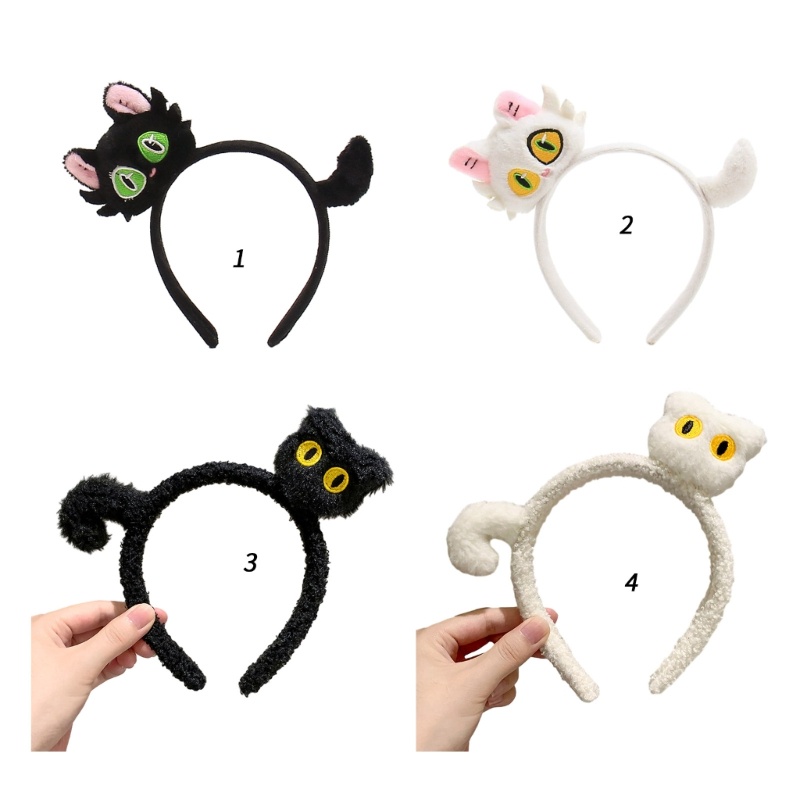 Jenniferab นักเรียนถ่ายภาพ Hairband ตุ๊กตาแมวรูปร่างผม Hoop สําหรับปาร์ตี้ฮาโลวีน