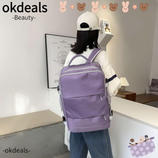 Okdeals กระเป๋าเป้สะพายหลัง ผ้าออกซ์ฟอร์ด กันน้ํา จุของได้เยอะ ชาร์จ USB พร้อมสายคล้องกระเป๋าเดินทาง เหมาะกับการพกพาเดินทาง สําหรับผู้หญิง