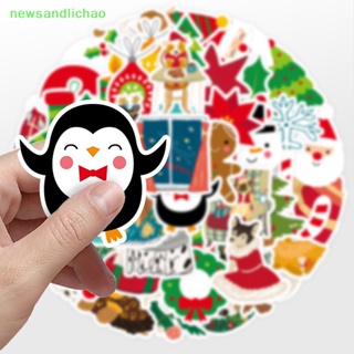 Newsandlichao 50 ชิ้น สติกเกอร์คริสต์มาส ซานตาคลอส สโนว์แมน ต้นคริสต์มาส แล็ปท็อป ของขวัญ สติกเกอร์ดี