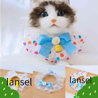 Lansel ลูกไม้ ตาข่าย โบ ปรับได้ สุนัข น้ําลาย ผ้าขนหนู สายคล้องคอ สุนัข ผ้าเช็ดหน้า