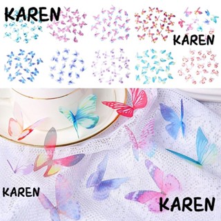 Karen ผีเสื้อประดิษฐ์ ผ้าชีฟอง โปร่งแสง หลากสี สําหรับตกแต่งงานแต่งงาน 50 ชิ้น
