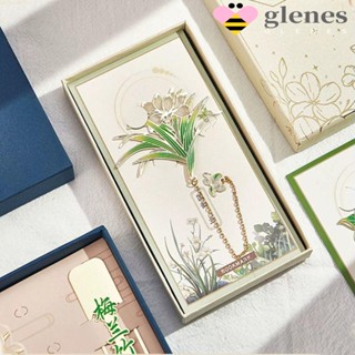 Glenes ที่คั่นหนังสือโลหะ ลายดอกไม้ ดอกกล้วยไม้ ดอกเบญจมาศ แบบกลวง สร้างสรรค์ สําหรับอ่านหนังสือ