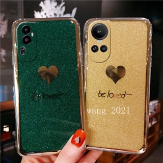 พร้อมส่ง เคสป้องกันโทรศัพท์มือถือ แบบแข็ง ชุบไฟฟ้า ลายหัวใจ ประดับกลิตเตอร์ สําหรับ OPPO Reno10 10 Pro+ Plus 5G A78 NFC 4G 2023 10 Pro 5G