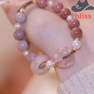 Bliss สร้อยข้อมือ กําไลข้อมือ ลูกปัดอาเกตเทียม ทรงกลม ลายดอกซากุระ เพื่อความปลอดภัย สร้างสรรค์ เครื่องประดับ สําหรับผู้หญิง