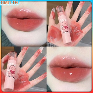 Gege Bear Cute Water Light Lip Glaze ไม่จางหายและไม่สัมผัสถ้วย ลิปกลอสนักเรียนหญิงราคาถูกของแท้ | เวลา1