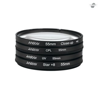 {fly} Andoer 55mm UV+CPL+Close-Up+4 +Star 8-Point Filter Circular Filter Kit Circular Polarizer Filter Macro Close-Up Star 8-Point Filter with Bag for   Pentax  DSLR