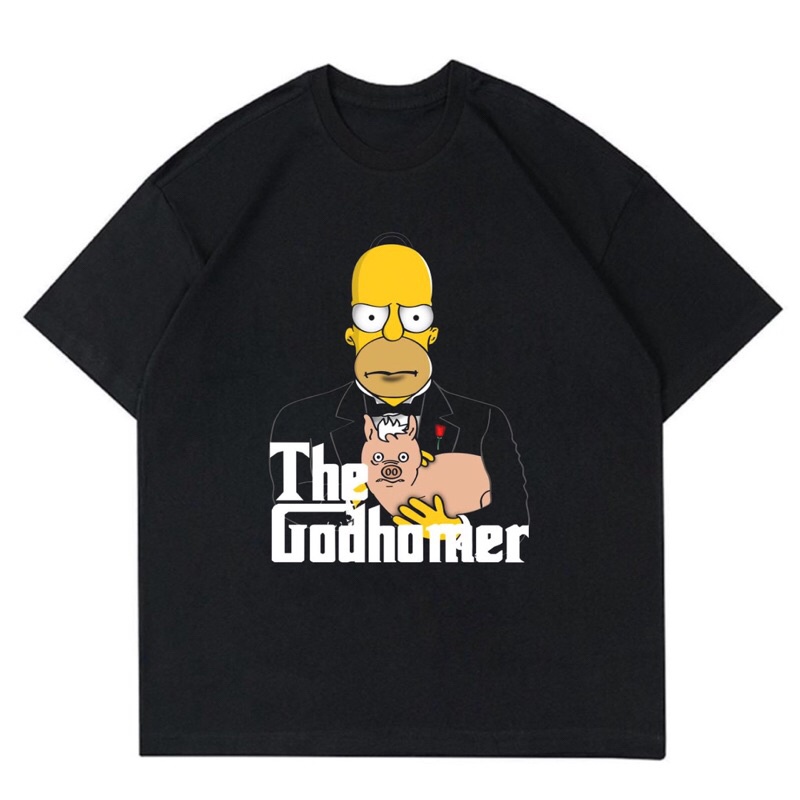 เสื้อยืด THE SIMPSONS - THE GODHOMER | เสื้อยืดโอเวอร์ไซส์ THE SIMPSONS | THE SIMPSONS BLACK VINTAGE