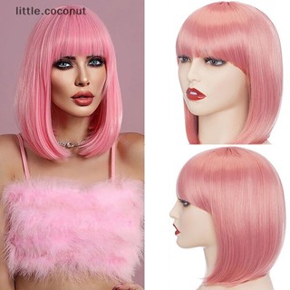 [little.coconut] วิกผมบ๊อบสั้นตรง สีชมพู สําหรับตุ๊กตาบาร์บี้