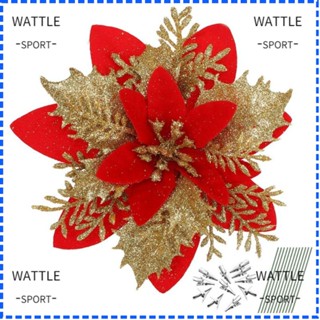 Wattle ท็อปเปอร์พลาสติก โพลีเอสเตอร์ ผ้าไม่ทอ รูปเกล็ดหิมะ สีชมพู สีฟ้า สําหรับตกแต่งต้นคริสต์มาส 8 ชิ้น