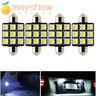 Mayshow หลอดไฟอ่านหนังสือ LED ภายในรถยนต์ 40 มม. COB 5050 9SMD สีขาว สําหรับ 4 ชิ้น