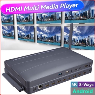 เครื่องเล่นมีเดีย 4K 8 ทาง HDMI TF USB แฟลชไดรฟ์ 1080P H.265 เครื่องเล่นวิดีโอ Android มัลติมีเดีย เล่นอัตโนมัติ