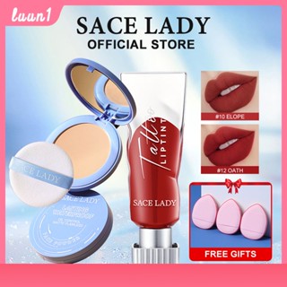 Sace Lady Face Powder Makeup Set Nude Brown Matte Lip Tint +air Cushion Cream Waterproof Lip Tattoo Kissproof Rich Pigmented Smooth Cosmetic cod