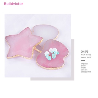 Buildvictor ชั้นวางจานสี หินอาเกตเรซิ่น สําหรับตกแต่งเล็บ TH